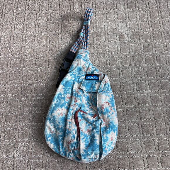 Kavu Handbags - Kavu Mini Rope Bag Sling Medium-size Backpack Blue Ink Burst Hike Camp Outdoors